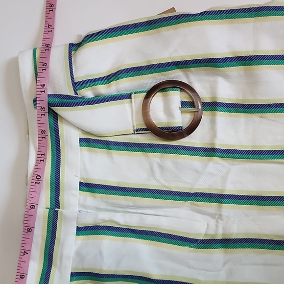 Halogen Paperbag Ivory-Blue Dune Striped  Short/ Size M - Picture 10 of 15